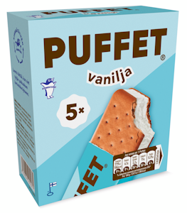 Puffet vanilja välipalajäätelö monipakkaus 5x62g/110ml