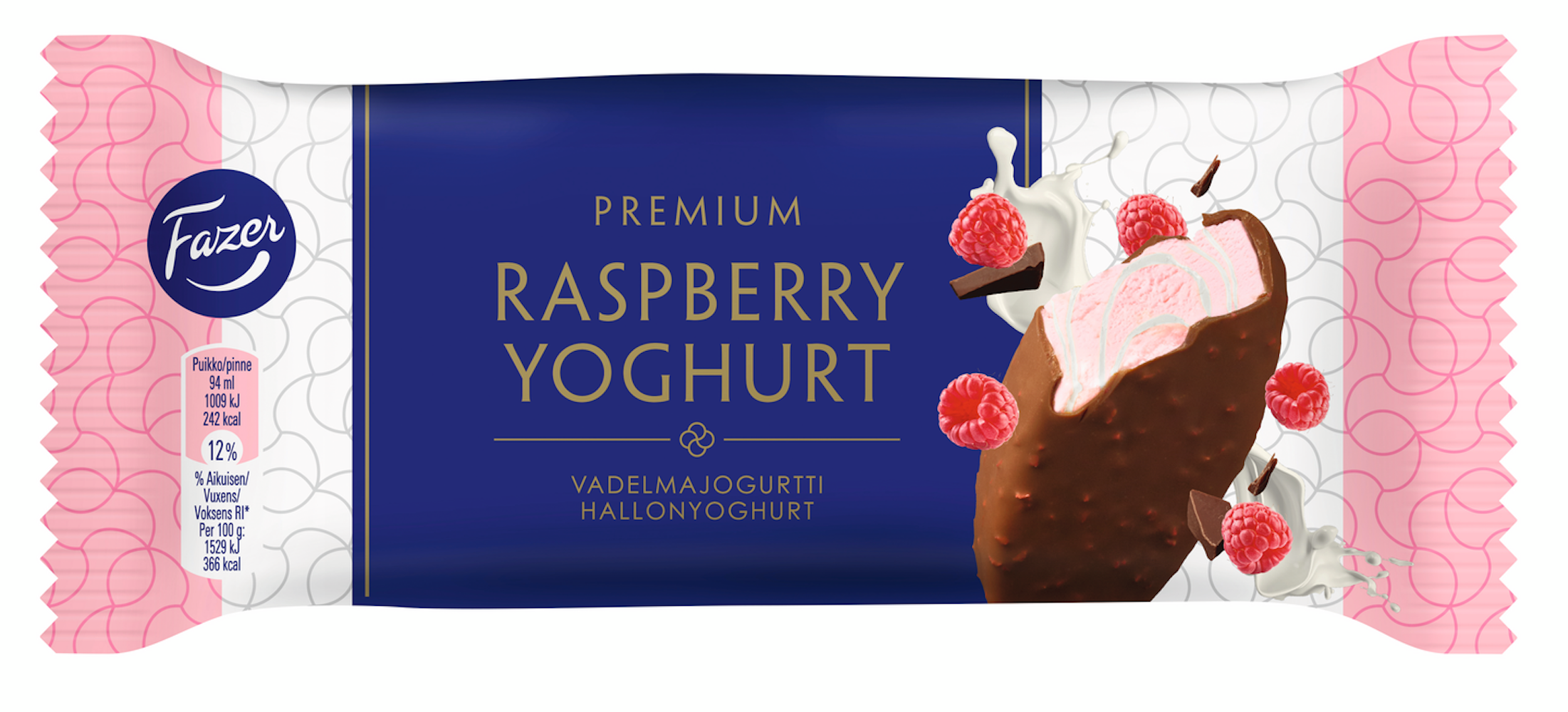 Fazer Premium Raspberry Yoghurt kermajäätelöpuikko 66g/94ml - HoReCa ...