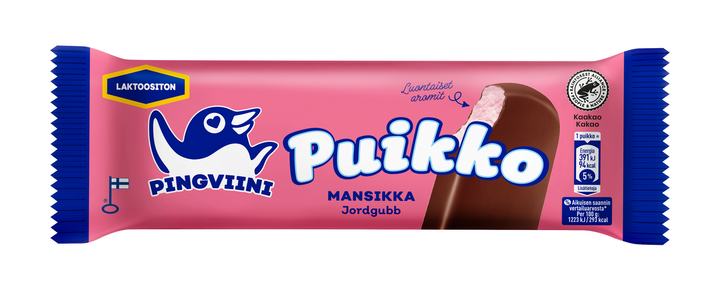 Pingviini Puikko laktoositon kermajäätelöpuikko Mansikka 32g/57ml