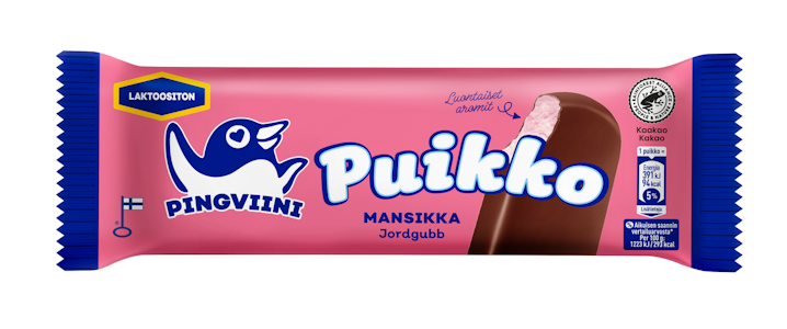 Pingviini Puikko laktoositon kermajäätelöpuikko Mansikka 32g/57ml