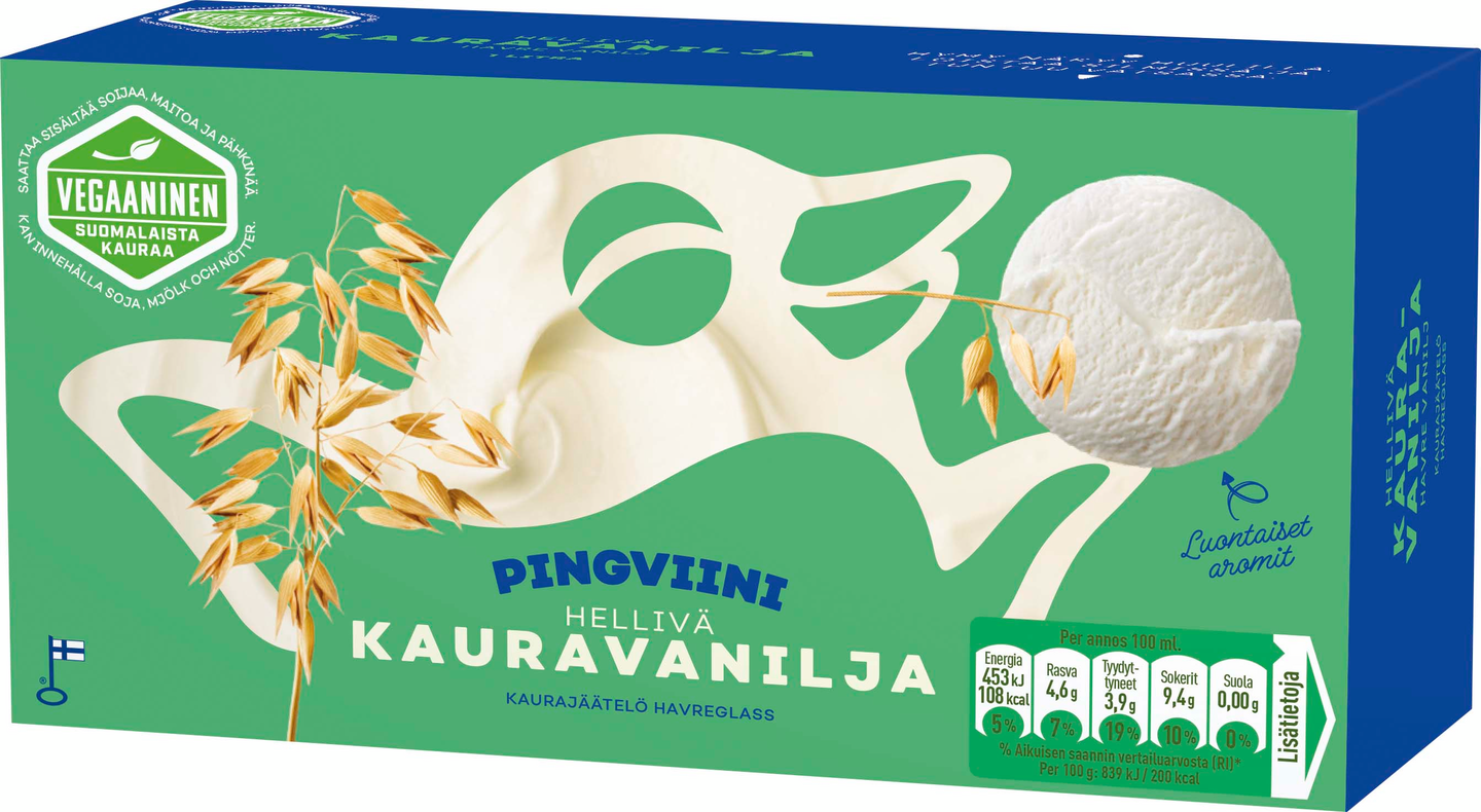 Pingviini vegaaninen kaurajäätelö kotipakkaus Vanilja 1L/540g