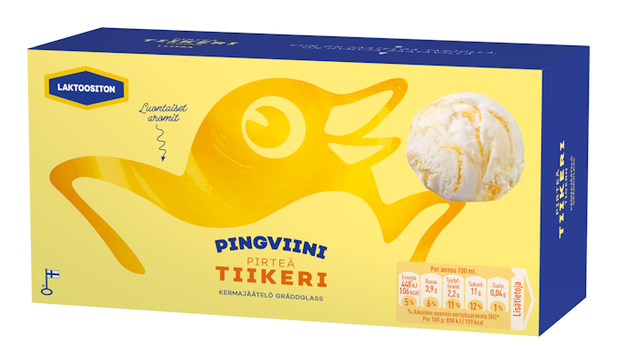 Pingviini Tiikeri laktoositon kermajäätelö kotipakkaus 1L/535g
