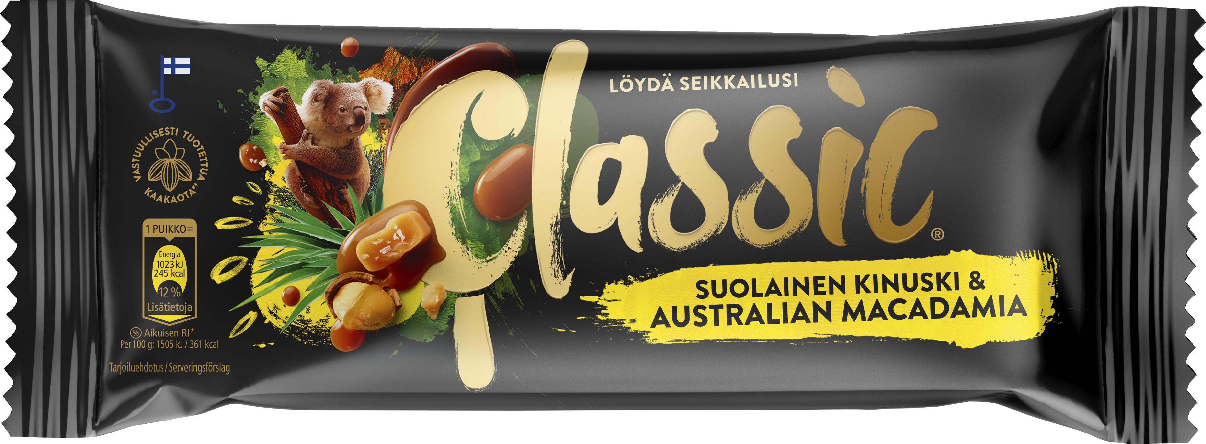 Classic Suolainen Kinuski & Australian Macadamia kermajäätelöpuikko 68g/90ml