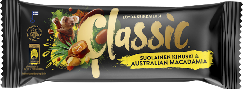 Classic Suolainen Kinuski & Australian Macadamia kermajäätelöpuikko 68g/90ml