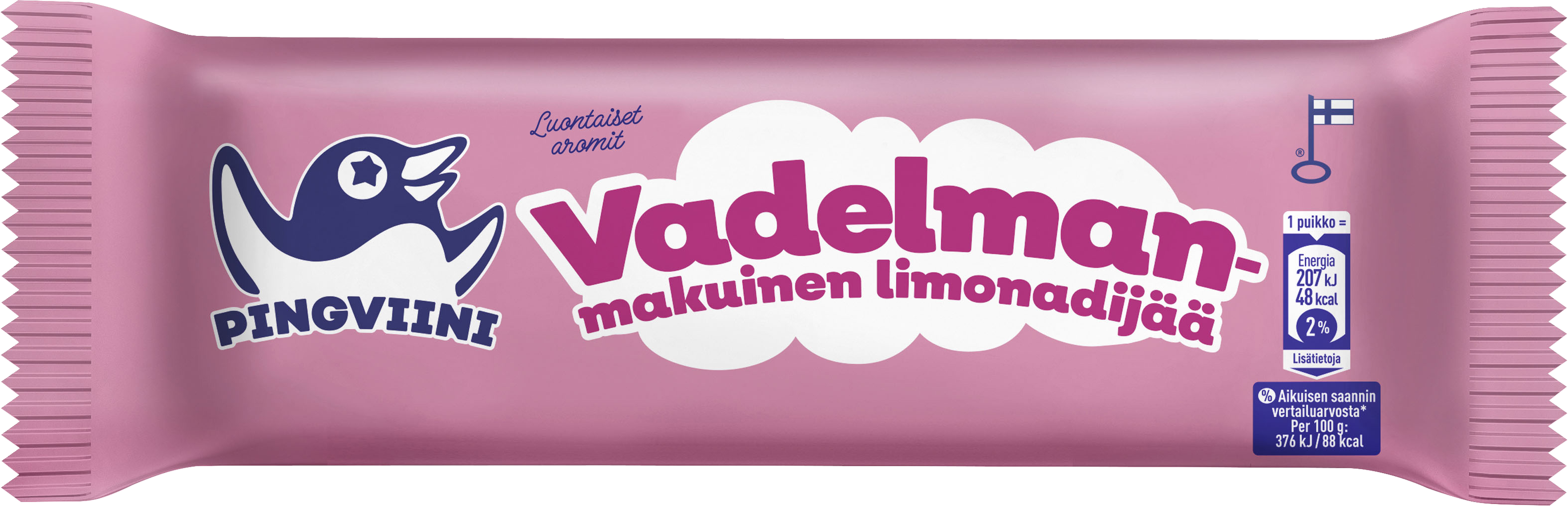 Pingviini limonadijäätelöpuikko Vadelma 55g/0,55dl