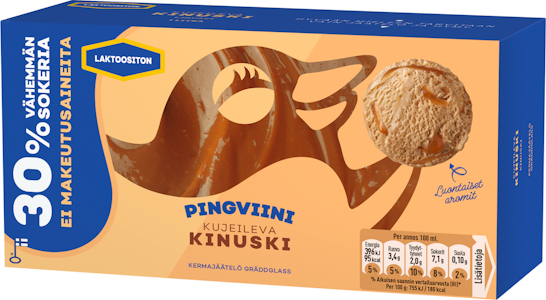 Pingviini Kinuski Laktoositon kermajäätelö kotipakkaus 525g/1L