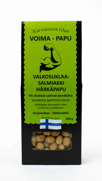 Voima-Papu Valkosuklaa salmiakki Härkäpapu 100g