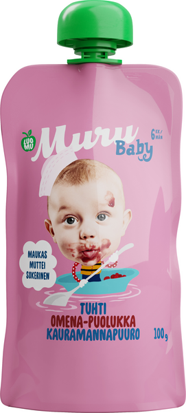 Muru Baby Luomu Tuhti omena-puolukka kauramannapuuro 100g 6kk