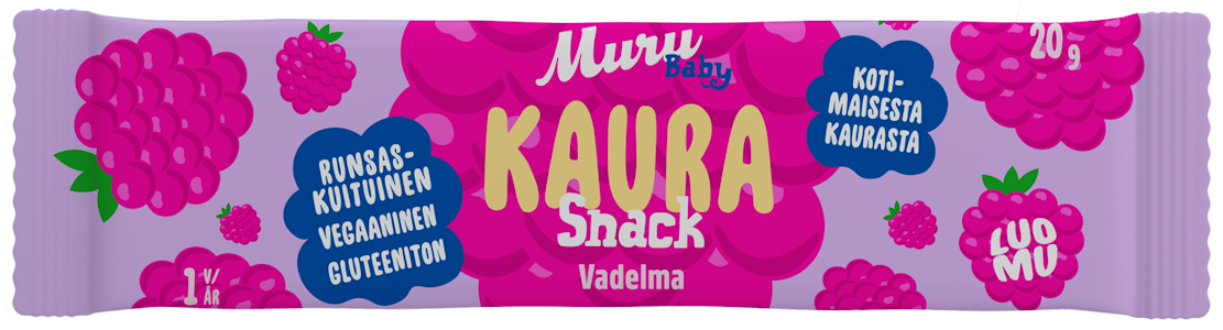 Muru Baby Luomu kaurasnack vadelma 20g 1v