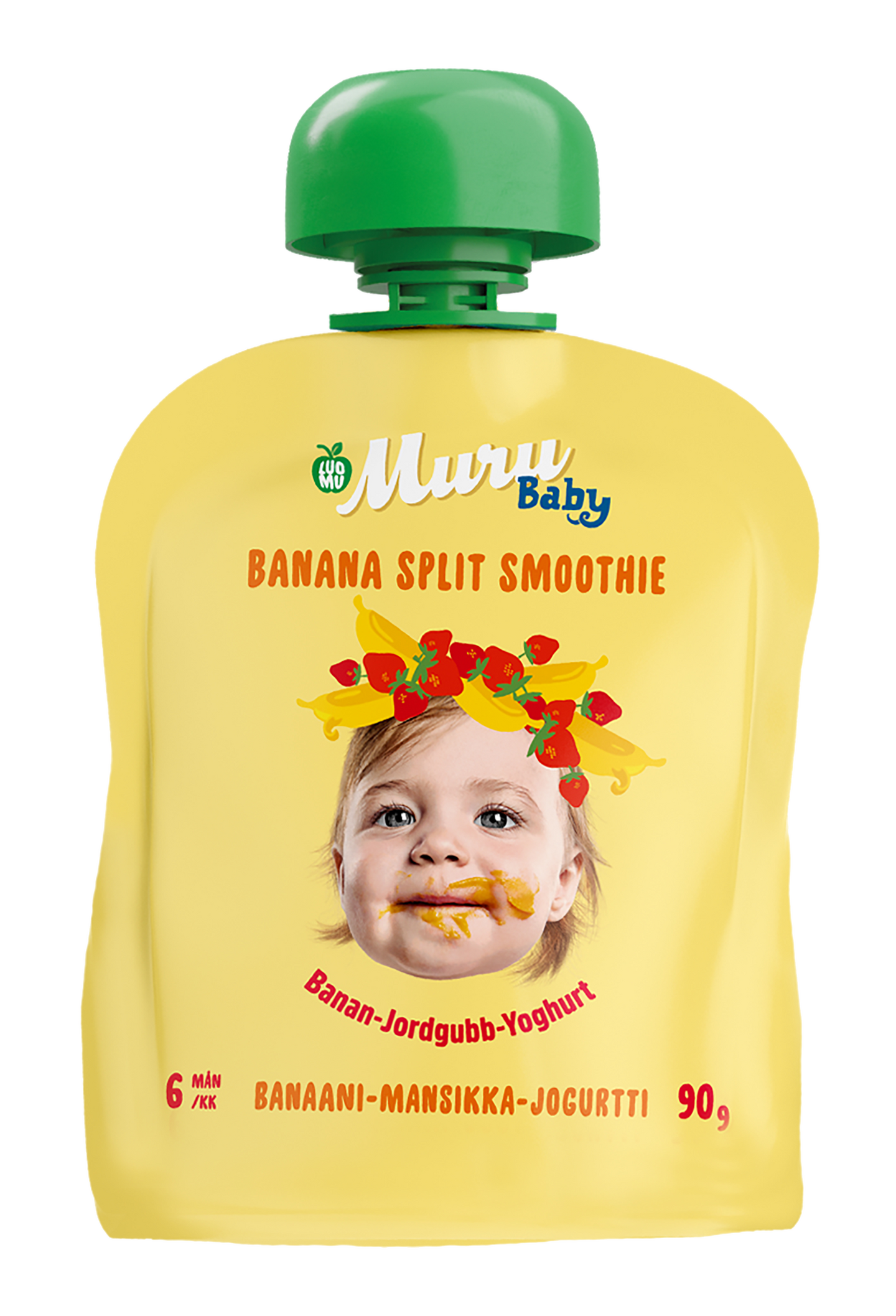 Muru Baby Luomu Banana Split Smoothie Banaani-Mansikka-Jogurtti 90g 6kk