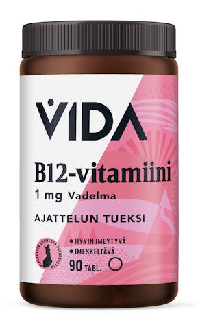 Vida B12-vitamiini 1 mg vadelmanmakuinen imeskeltävä 90 tabl  40 g   B-vitamiinivalmiste