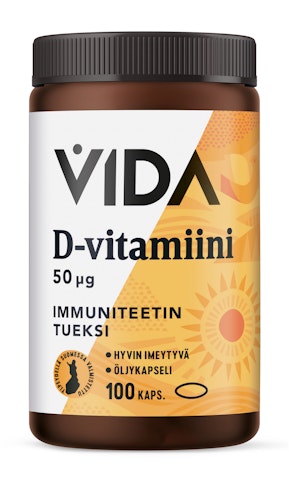 Vida D-vitamiinivalmiste D-vitamiini 50 µg 100 kapselia  39 g