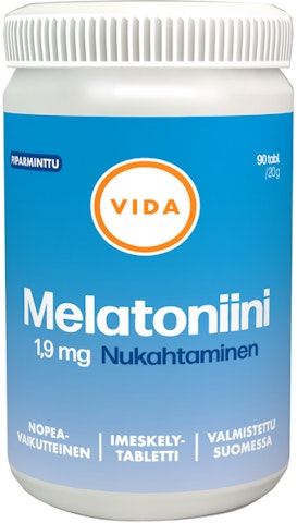 Vida Melatoniini 1,9 mg imeskeltävä piparminttu 90 tablettia 20g ravintolisävalmiste