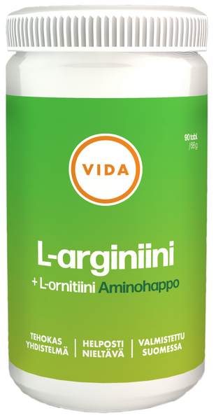 Vida ravintolisävalmiste L-arnigiini ja L-ornitiini 90 tablettia/ 68 g | K- Ruoka Verkkokauppa