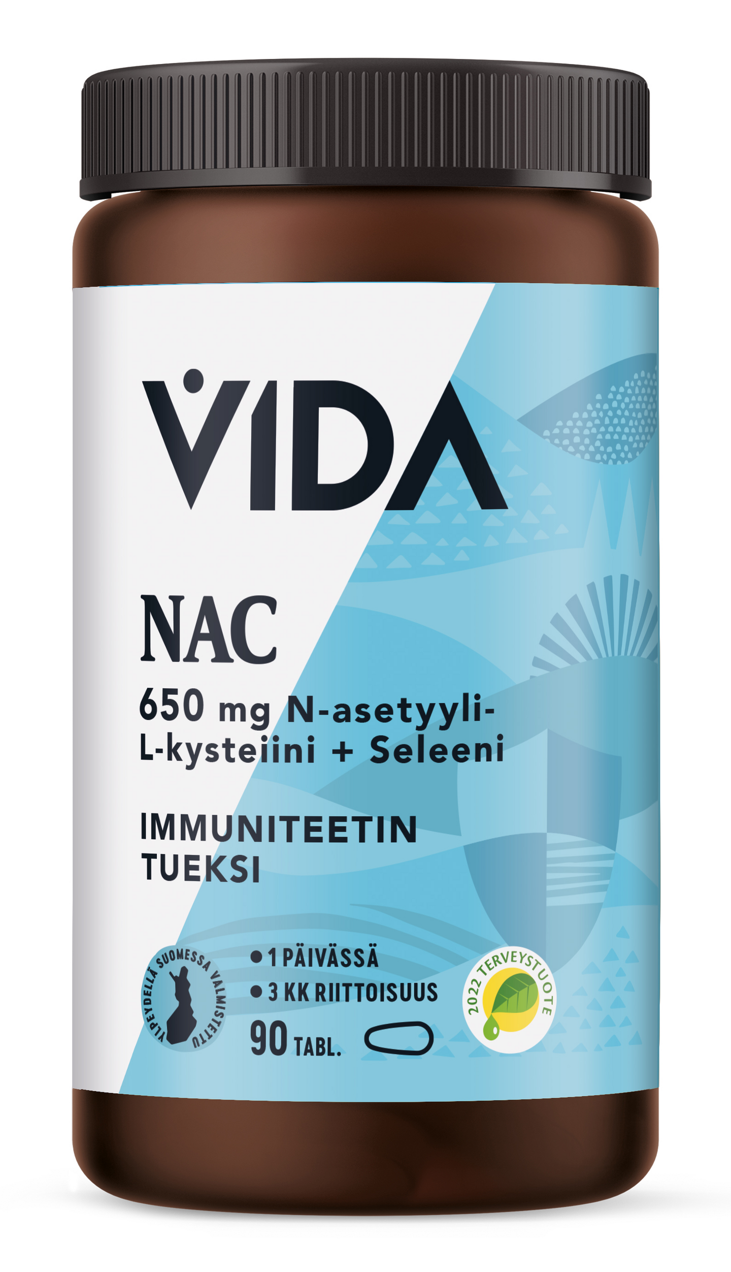 Vida NAC N-asetyyli  L-kysteiini 650 mg + seleeni 90 tablettia  75g   ravintolisävalmiste