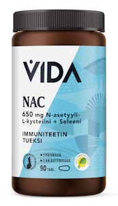 Vida NAC N-asetyyli  L-kysteiini 650 mg + seleeni 90 tablettia  75g   ravintolisävalmiste