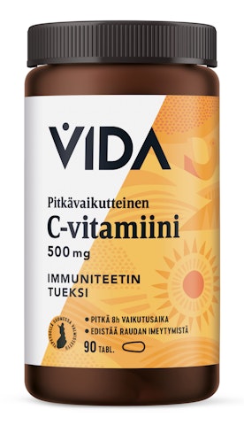 Vida C-vitamiinivalmiste C-vitamiini 500 mg pitkävaikutteinen 90 tablettia 82g