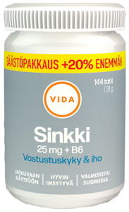 Vida Sinkki 25 mg + B6 31g 144tabl