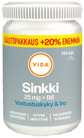 Vida Sinkki 25 mg + B6 31g 144tabl