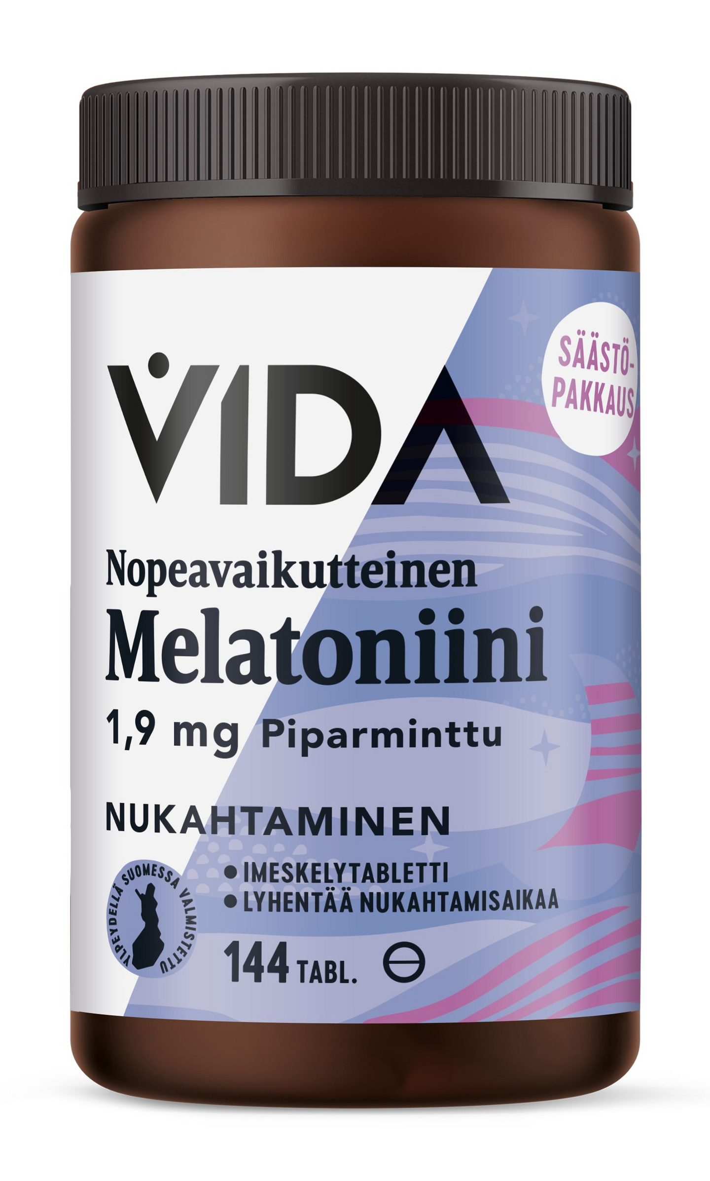 Vida ravintolisävalmiste Melatoniini 1,9 mg nopeavaikutteinen 144 tabl 32 g