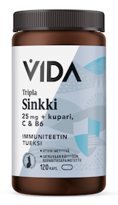 Vida Tripla Sinkki 25 mg + kupari, C & B6 120 kaps. 60g