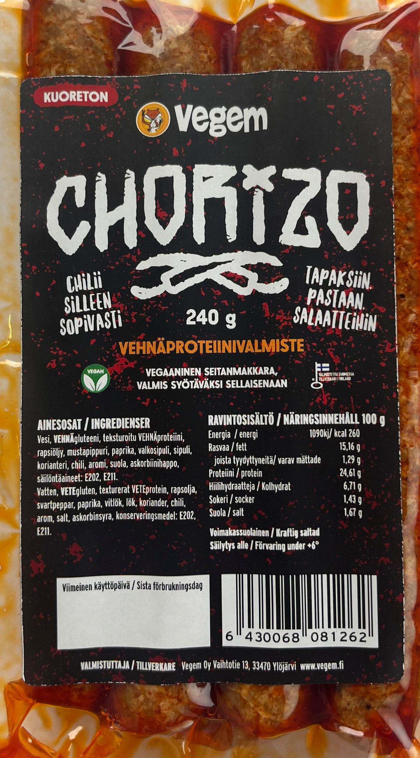 Vegem Chorizo 240g