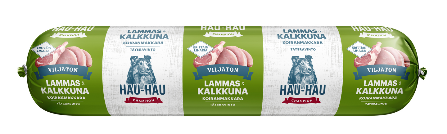 Hau Hau Champion koiranmakkara 350g kalkkuna lammas viljaton