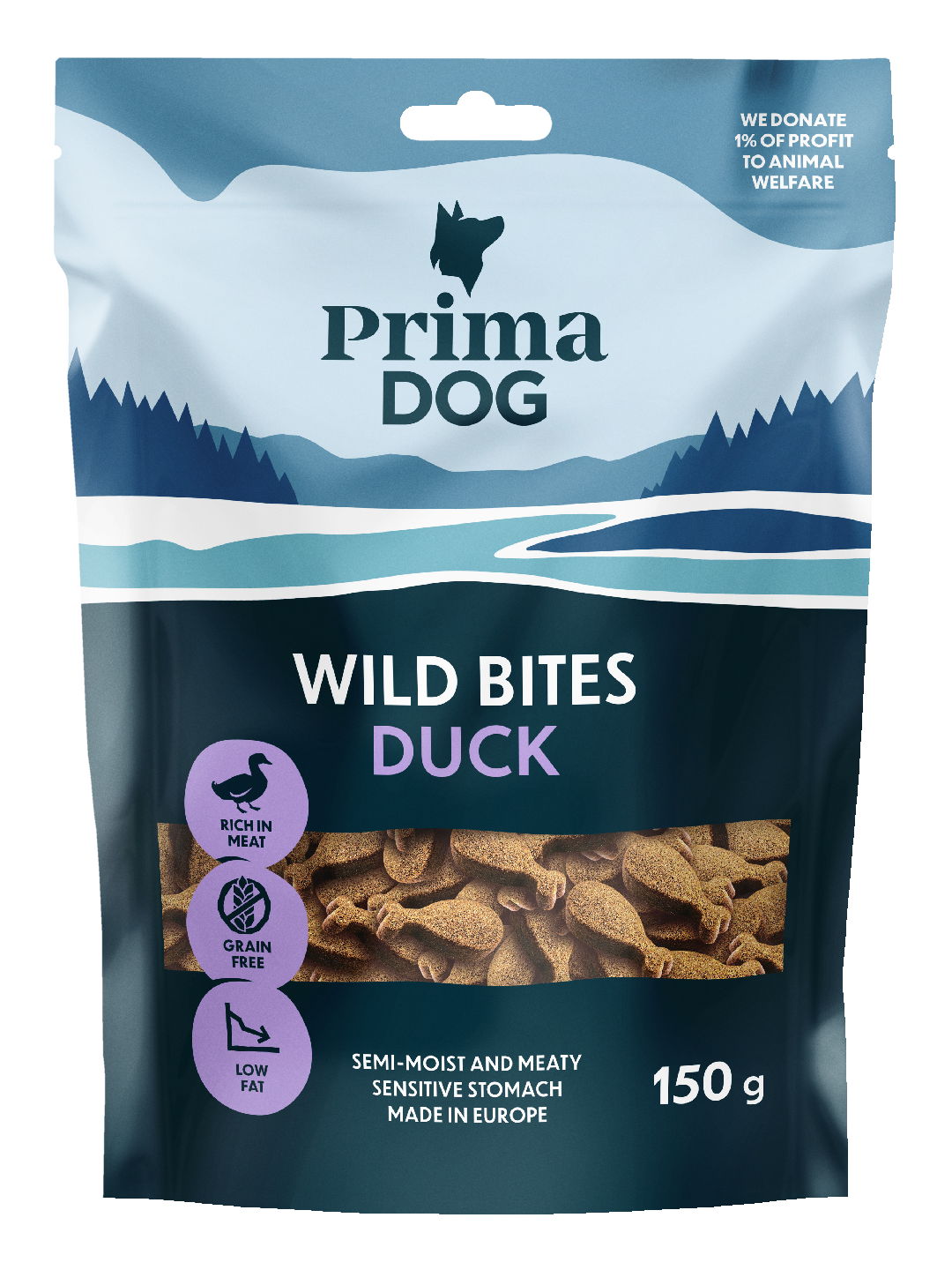 PrimaDog Wild Bites pehmeä 150g ankka