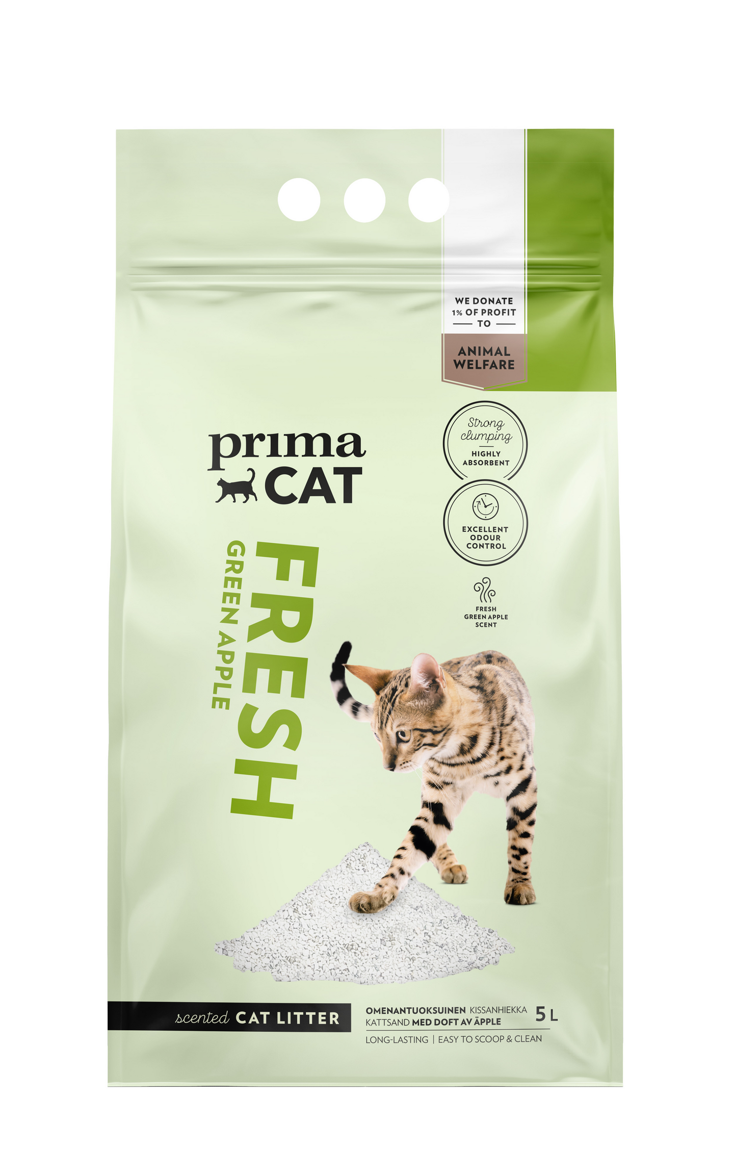 PrimaCat Fresh Green Apple kissanhiekka 5l valkoinen