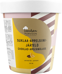 Vanhan Porvoon Jäätelötehdas Appelsiini-suklaajäätelö 500 ml