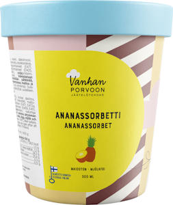 Vanhan Porvoon Jäätelötehdas Ananassorbetti 500 ml