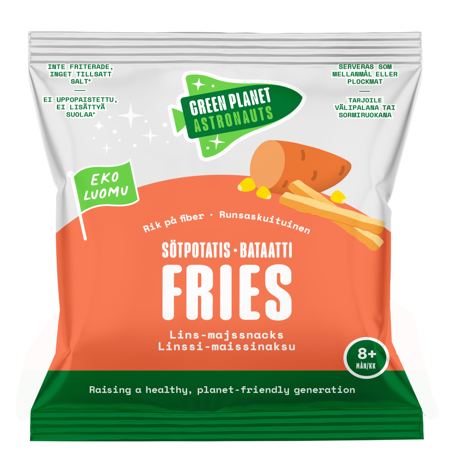 Green Planet Astronauts Luomu Bataatti Fries linssi-maissinaksu 8kk+ 23g