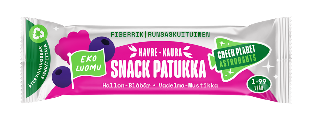 Green Planet Astronauts Luomu kaurapatukka vadelma-mustikka 25g 1 v