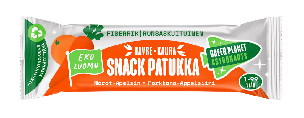 Green Planet Astronauts LUOMU kaurapatukka porkkana-appelsiini 25g 12kk+