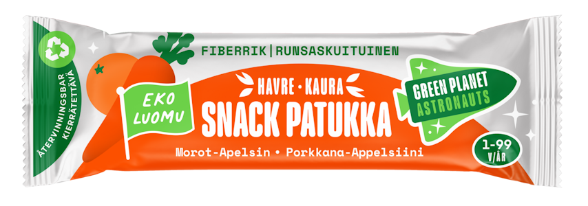 Green Planet Astronauts LUOMU kaurapatukka porkkana-appelsiini 25g 12kk+