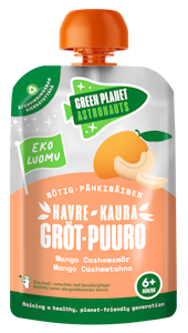 Green Planet Astronauts Luomu kaurapuuro 100g 6kk pähkinä mango