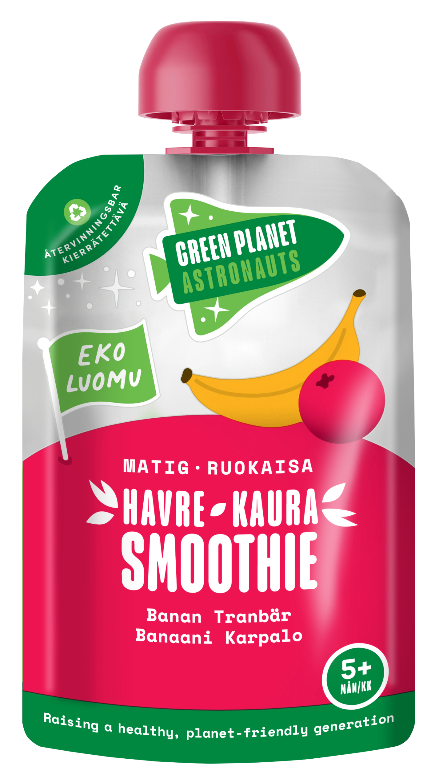 Green Planet Astronauts Luomu kaurasmoothie 100g 5kk karpalo banaani