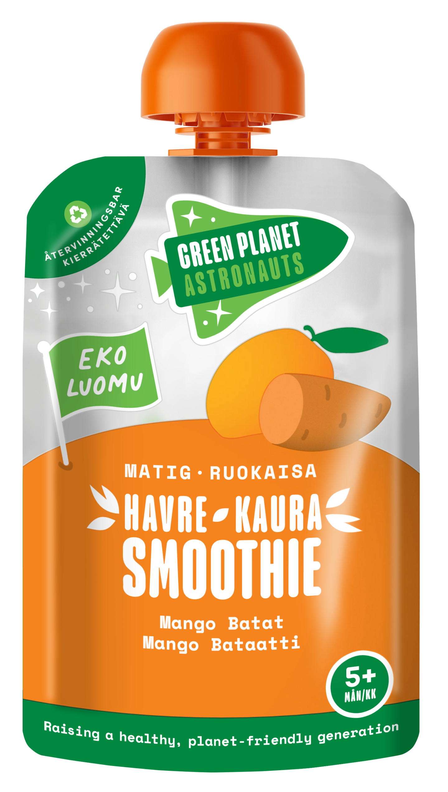 Green Planet Astronauts Luomu kaurasmoothie 100g 5kk mango bataatti