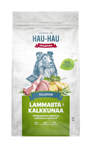 Hau-Hau Champion Lammasta ja kalkkunaa viljaton aikuisille koirille 10 kg