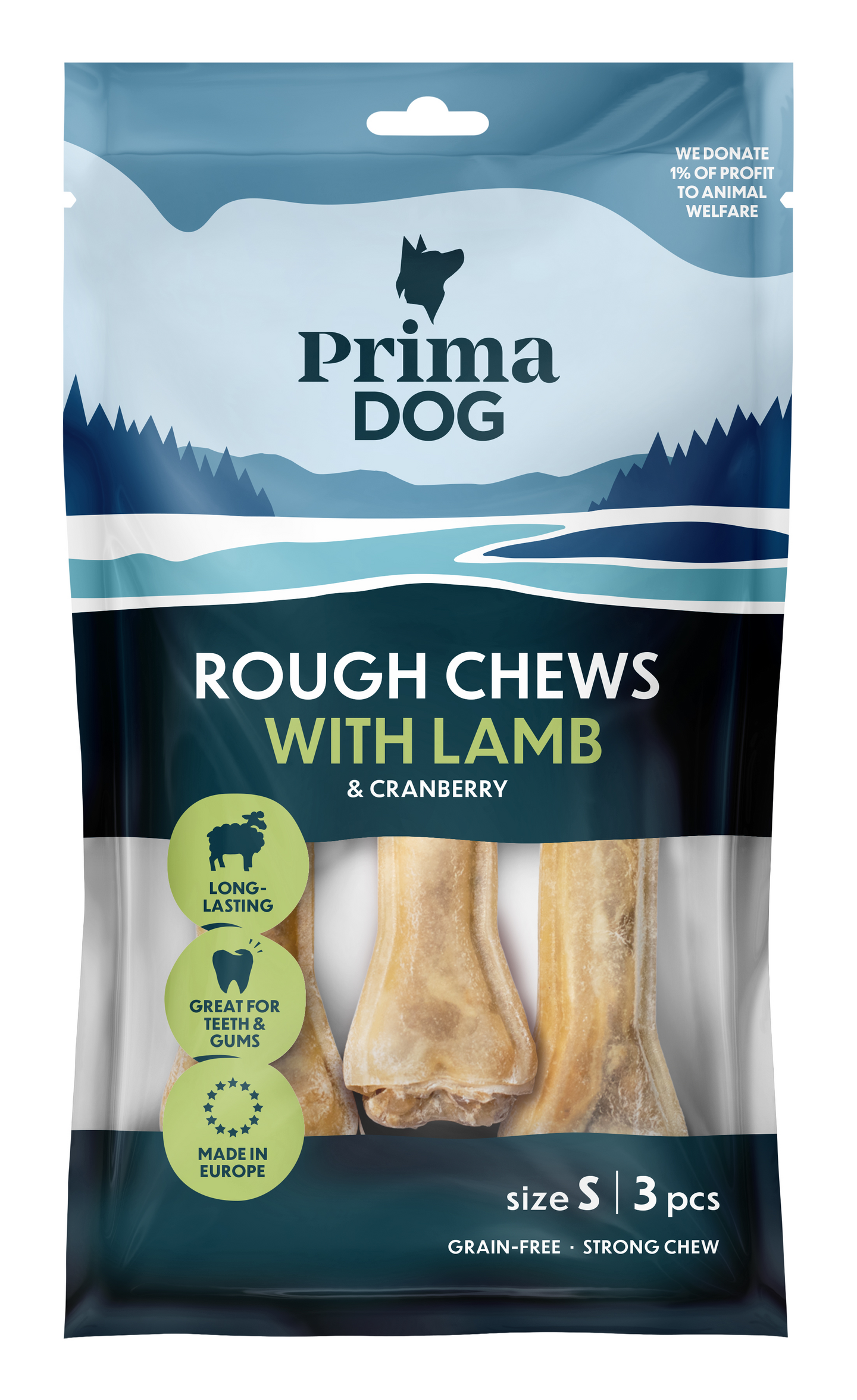 PrimaDog Rough Chews täytetty puruluu S 105g lammas-karpa