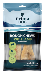 PrimaDog Rough Chews täytetty puruluu L 2kpl 140g lammas-karpalo