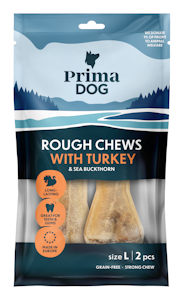 PrimaDog Rough Chews täytetty puruluu L 2kpl 140g kalkkuna-tyrni