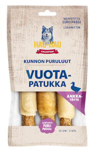 Hau-Hau Champion Kunnon puruluut Vuotapatukka ankkatäytteellä 13cm 3kpl 150g