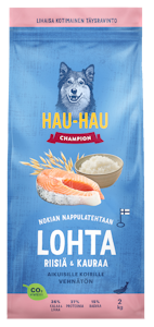 Hau-Hau Champion Nokian nappulatehtaan Lohi-riisi-kaura täysravinto aikuisille koirille 2 kg