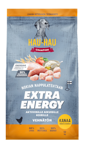 Hau-Hau Champion täysravinto 12kg extra energy kanaa, riisiä & kauraa