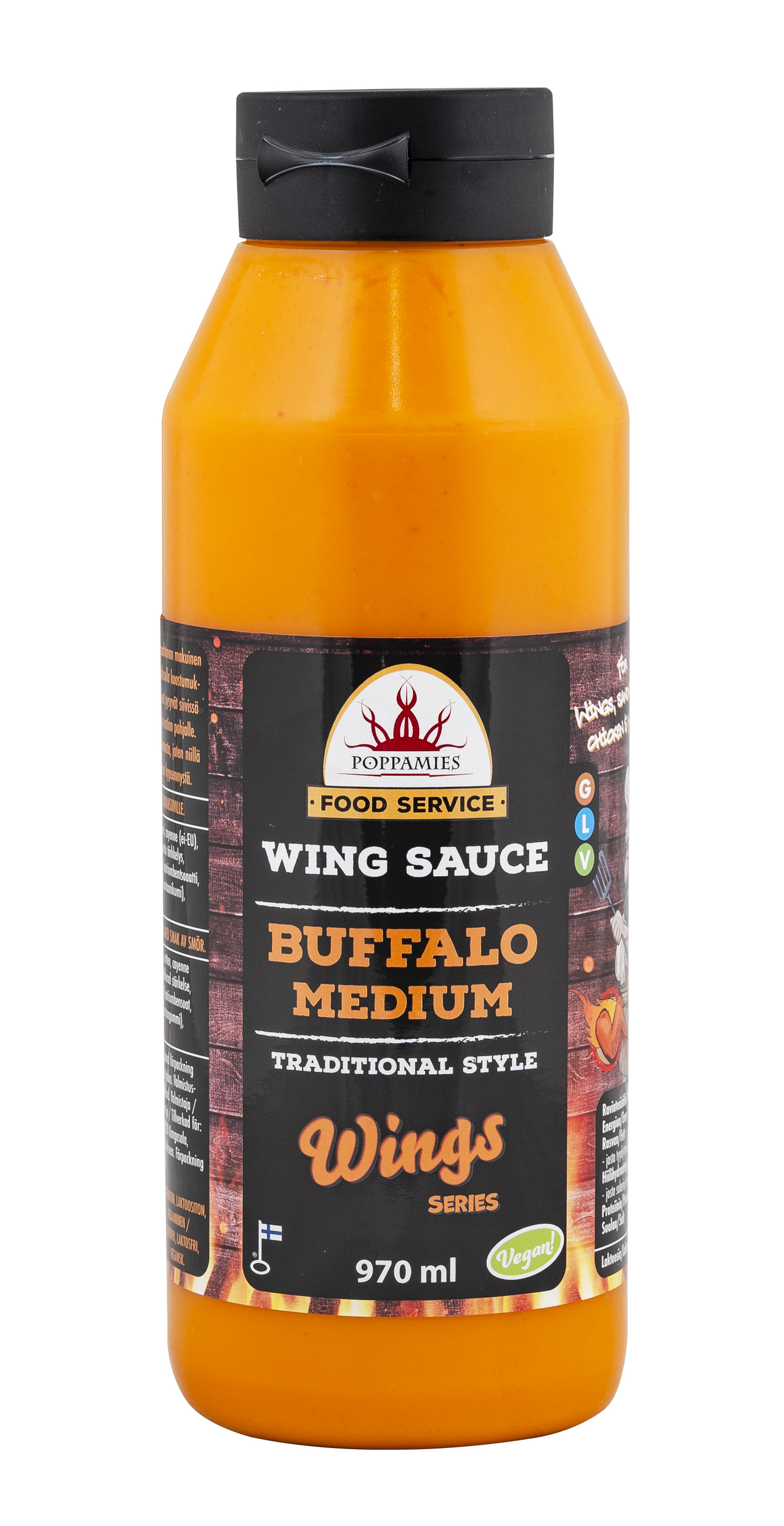 Poppamies Wing Sauce Buffalo Medium siipikastike 970ml