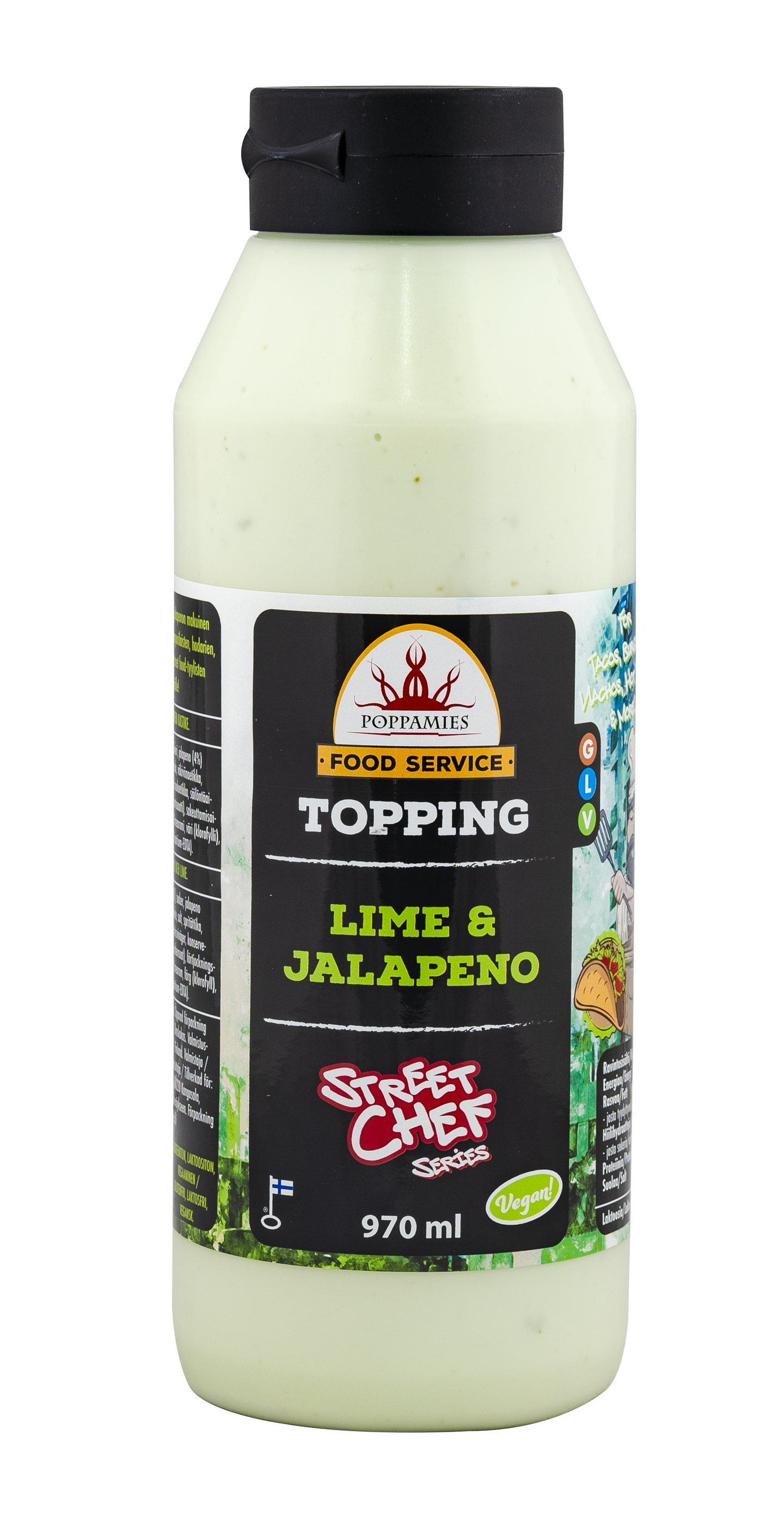 Poppamies Topping Lime & Jalapeno maustekastike 970ml