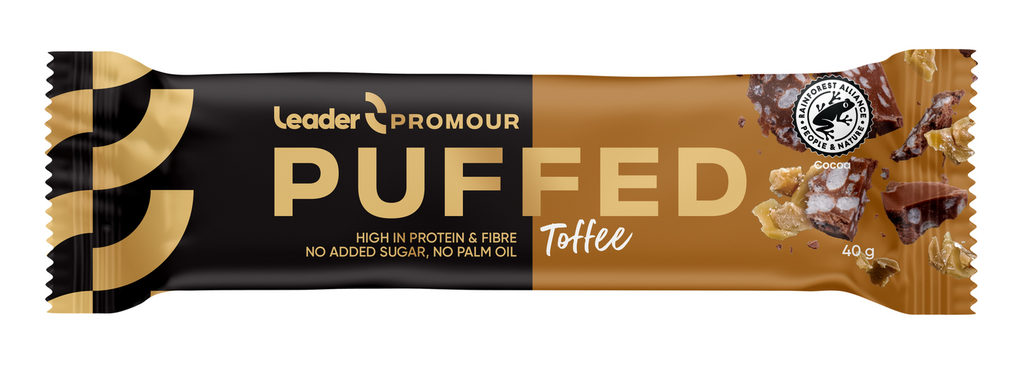 Leader Promour Puffed Toffee riisisuklaaproteiinipatukka 40g