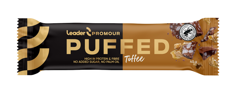 Leader Promour Puffed Toffee riisisuklaaproteiinipatukka 40g RFA
