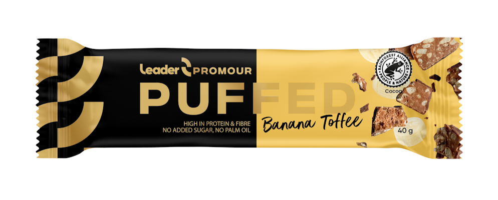 Leader Promour Puffed proteiinipatukka 40g Banana-Toffee